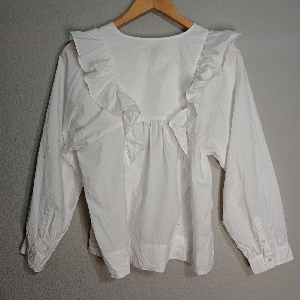 J.Crew Ruffle-Front Poplin Top - Picture 2 of 7